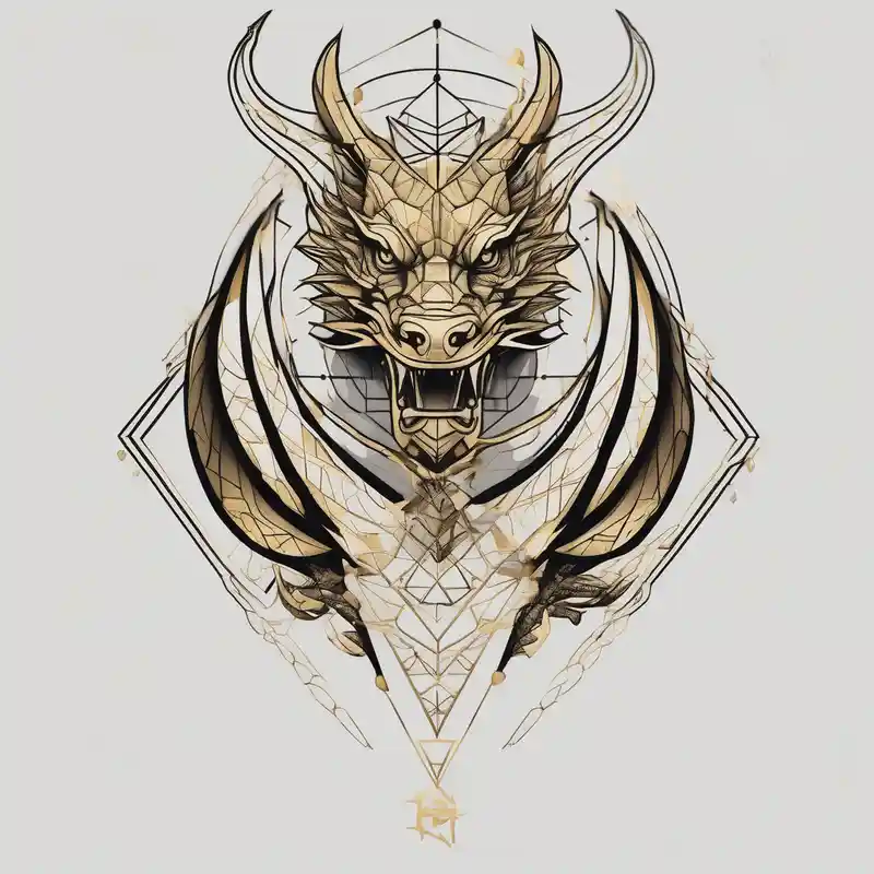 I want a dragon tattoo In gold and black for the story of koi fish tattoo – Geometric, Vibrant color