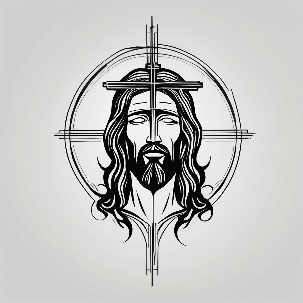 Looking to do a cover up on my ankle and cover my Lower leg. Thinking a Jesus theme tattoo leg-ideas, AI-generated Minimalist tattoo design