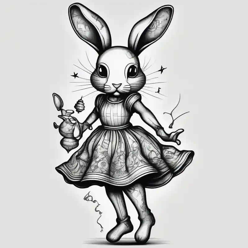 one legged toy bunny in a dress – Surréaliste, Noir et blanc