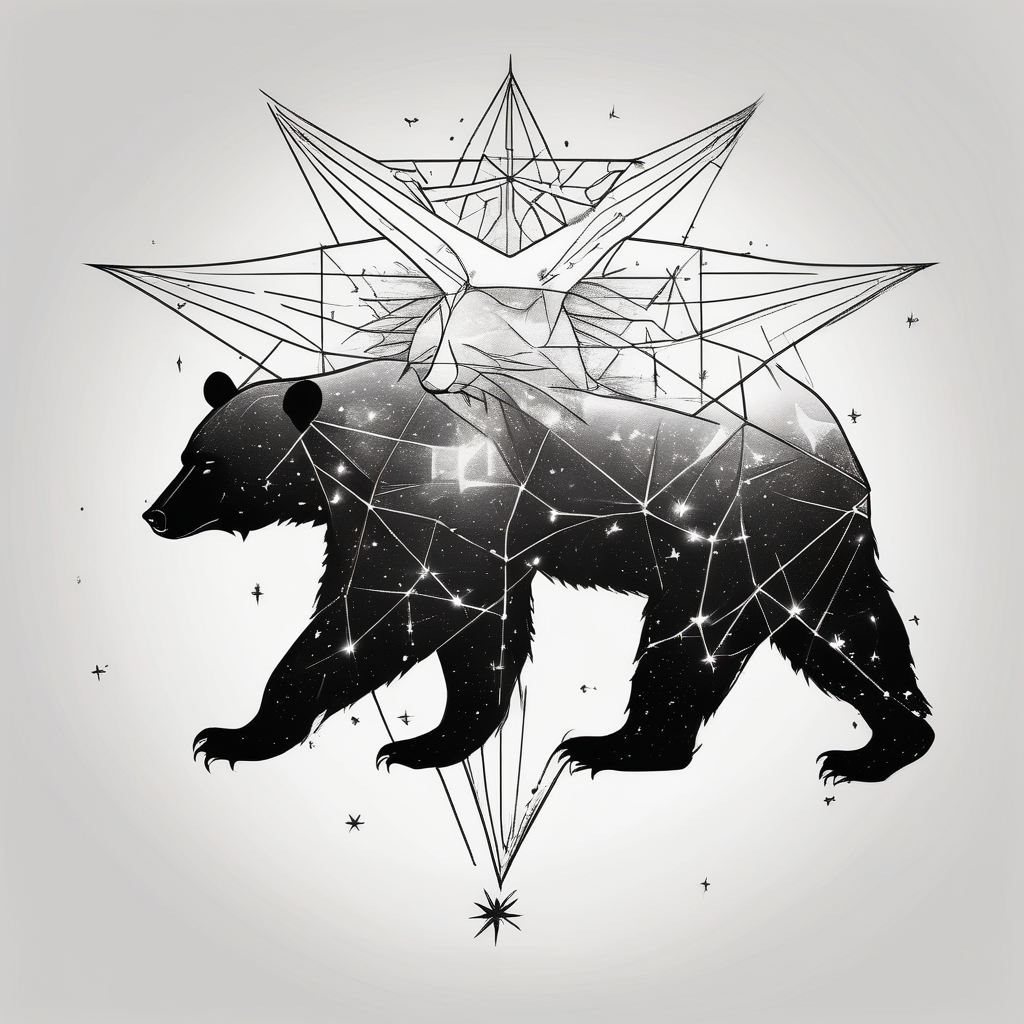 great bear star constellation, realistic, for men leg-men, design de tatouage Noir et blanc généré par IA
