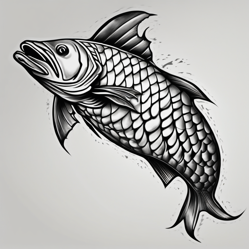 Looking to do a cover up on my ankle and cover my Lower leg. Thinking a tarpon scale tattoo leg-men, AI-generated Realistic tattoo design