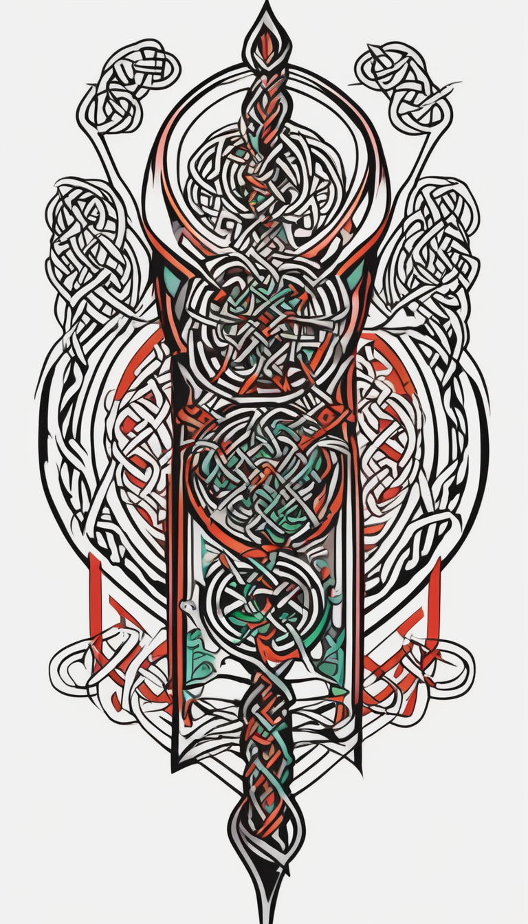Celtic Viking sleeve tattoo male-sleeve-designs, diseño de tatuaje Minimalista generado con IA