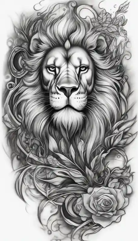 tattoo full sleeve that includes lion, cancer, aquarius and sagittarius signs