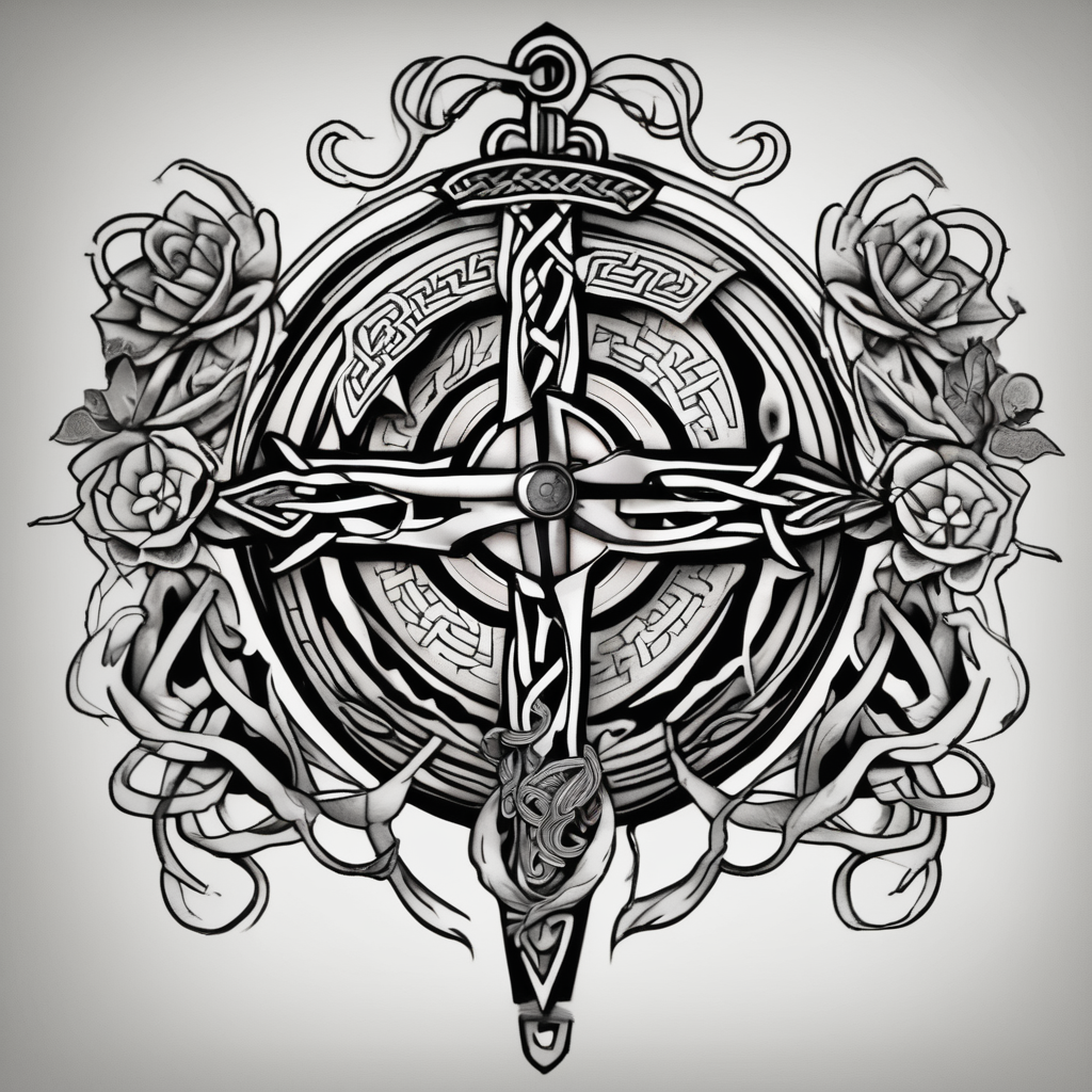 Celtic, forearm, half sleeve, anchor, compass male-sleeve-designs, design de tatouage Japonais généré par IA