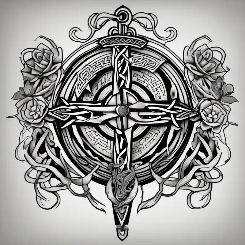 Celtic, forearm, half sleeve, anchor, compass