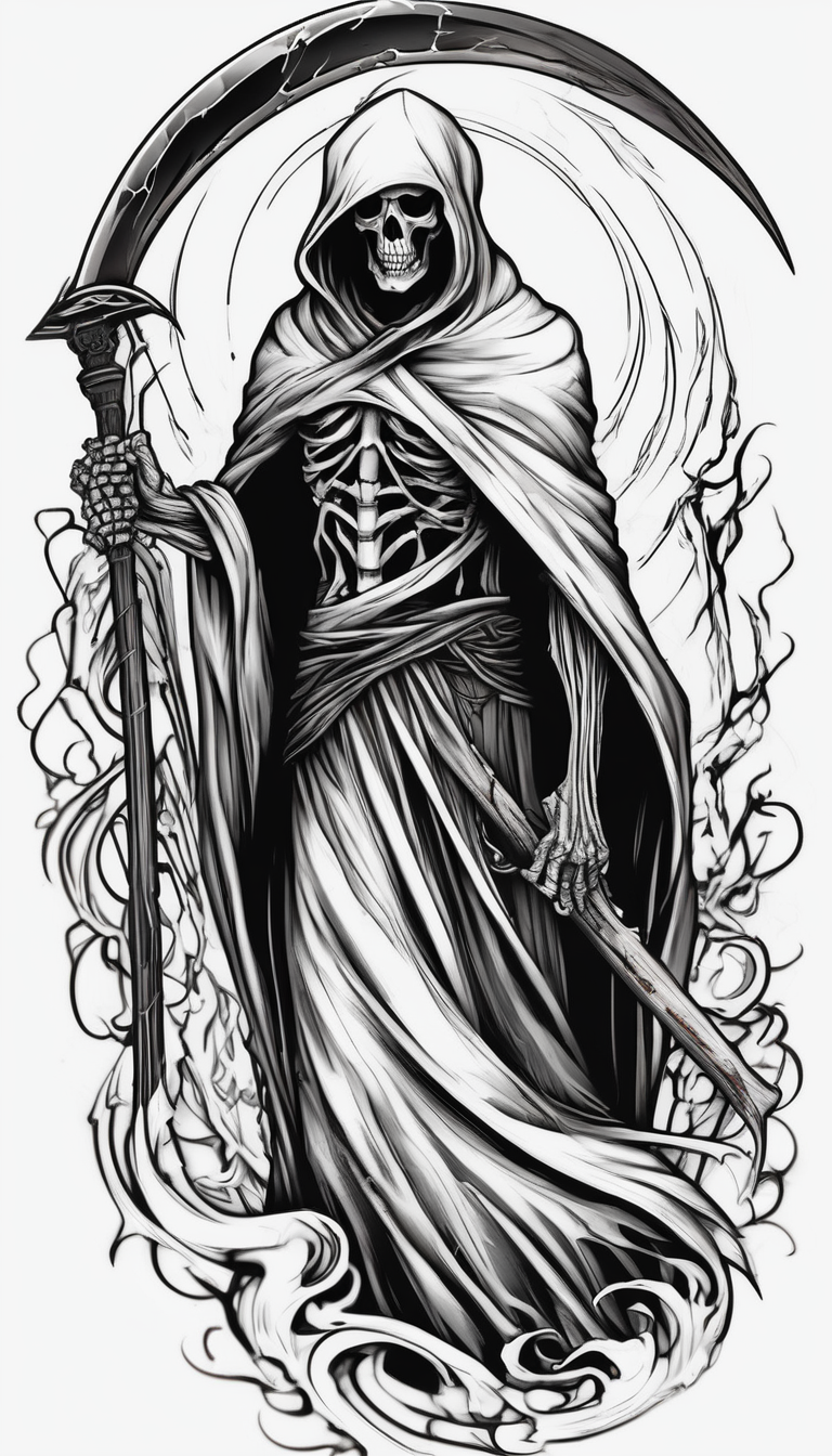 full sleeve grim reaper male-sleeve, AI-generated Sketch tattoo design