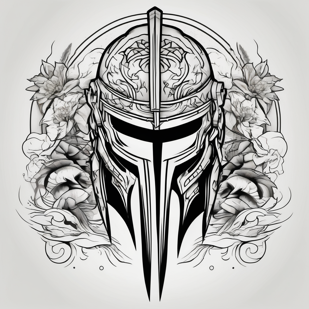 Spartan helmet forearm sleeve male-sleeve, design de tatouage Japonais généré par IA