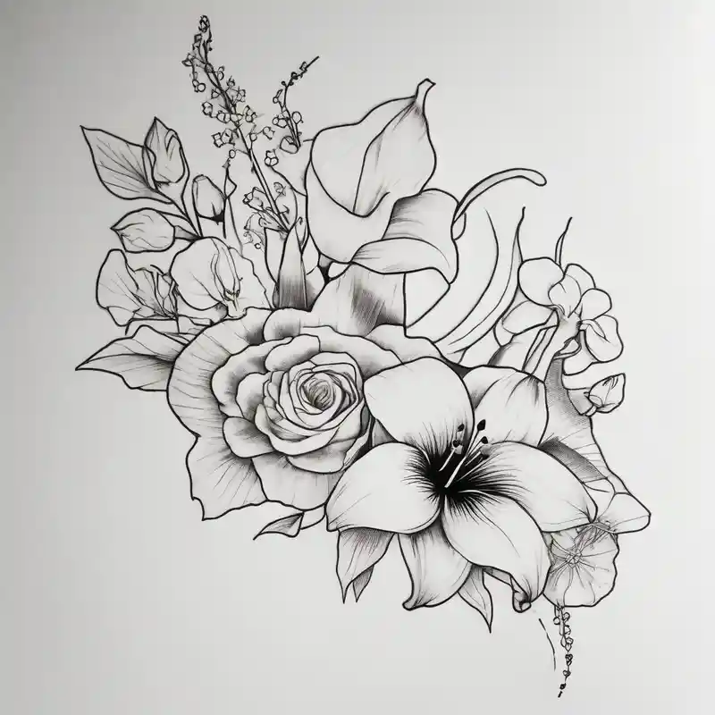 Calia Lily, rose, gadiolus, carnation,Narcissus,poppy, aster, violet,chrysanthemum, lily of the valley and water lily sleeve