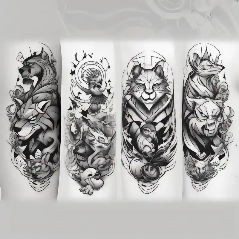 Disney charter aniamls sleeve tattoo