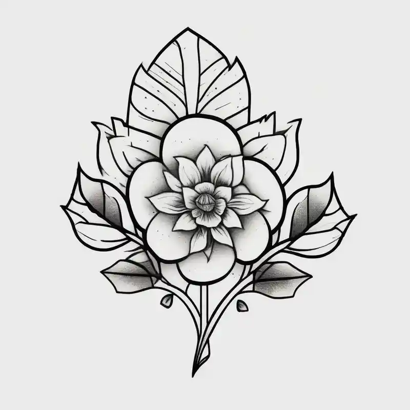 unique small feminine minimalist tattoo of a stick with leafs and flower on wrist – Blackwork, Noir et blanc