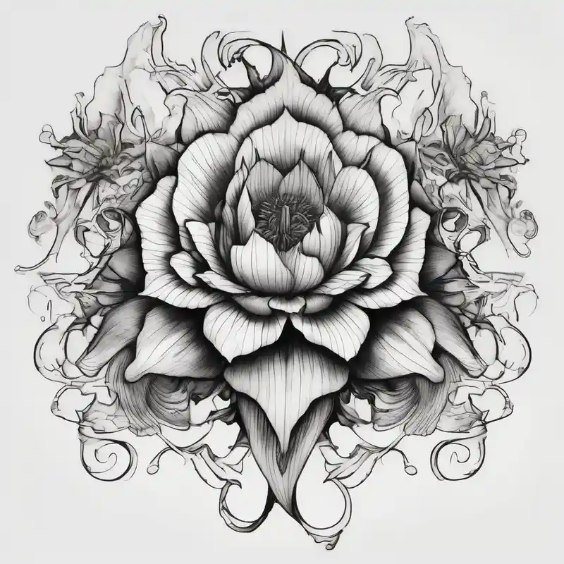 Platycodon grandiflorus with leaf and stalk – Blackwork, Couleurs vives