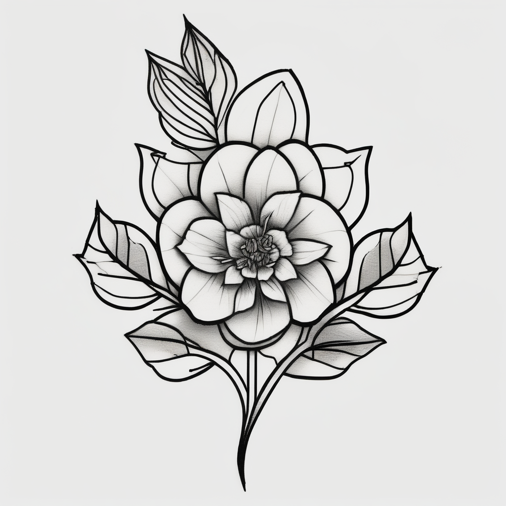 small feminine minimalist tattoo of a stick with leafs and flower on wrist maple-leaf, design de tatouage Blackwork généré par IA