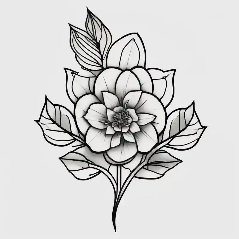 small feminine minimalist tattoo of a stick with leafs and flower on wrist – Blackwork, Noir et blanc