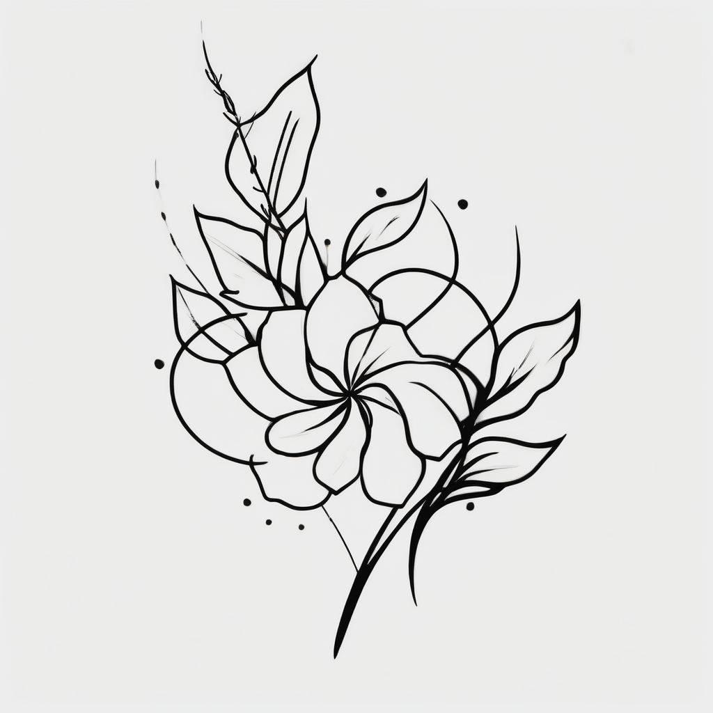 small feminine minimalist tattoo of a stick with leafs and flower on wrist maple-leaf, design de tatouage Japonais généré par IA