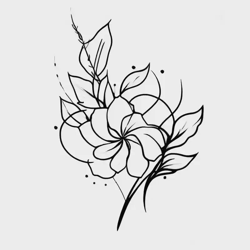 small feminine minimalist tattoo of a stick with leafs and flower on wrist