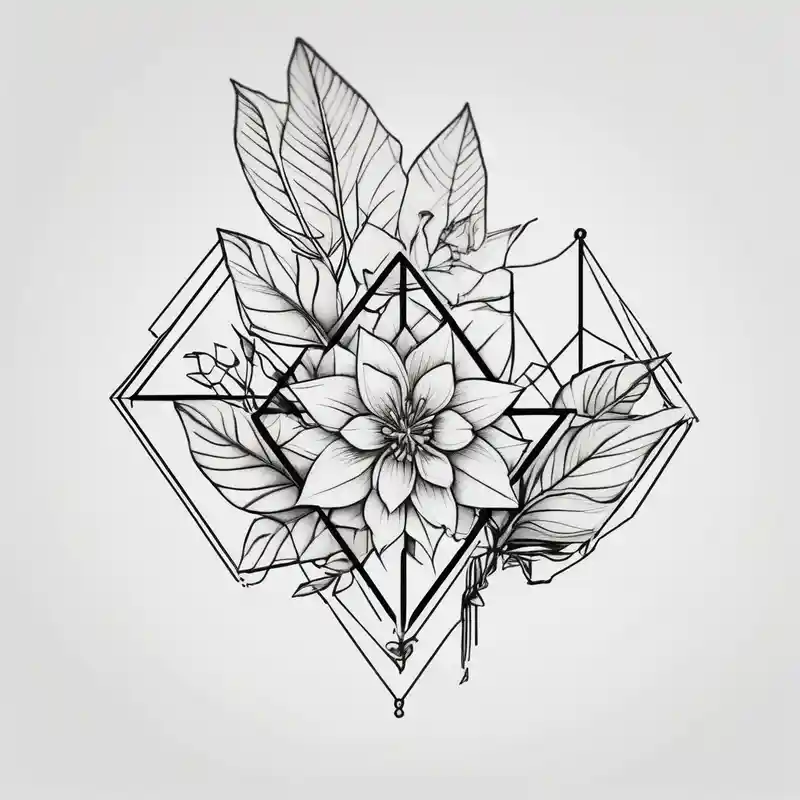 small feminine minimalist tattoo of a stick with leafs and flower on wrist – Géométrique, Noir et blanc