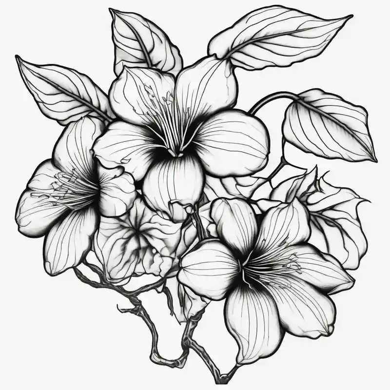 Platycodon grandiflorus with leaf and stalk – Japonais, Noir et blanc