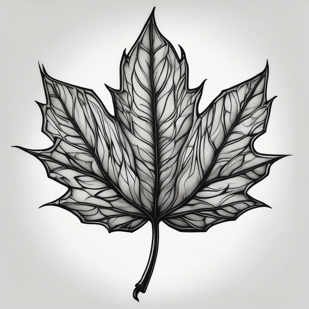 Maple seed maple-leaf, AI-generated Blackwork tattoo design