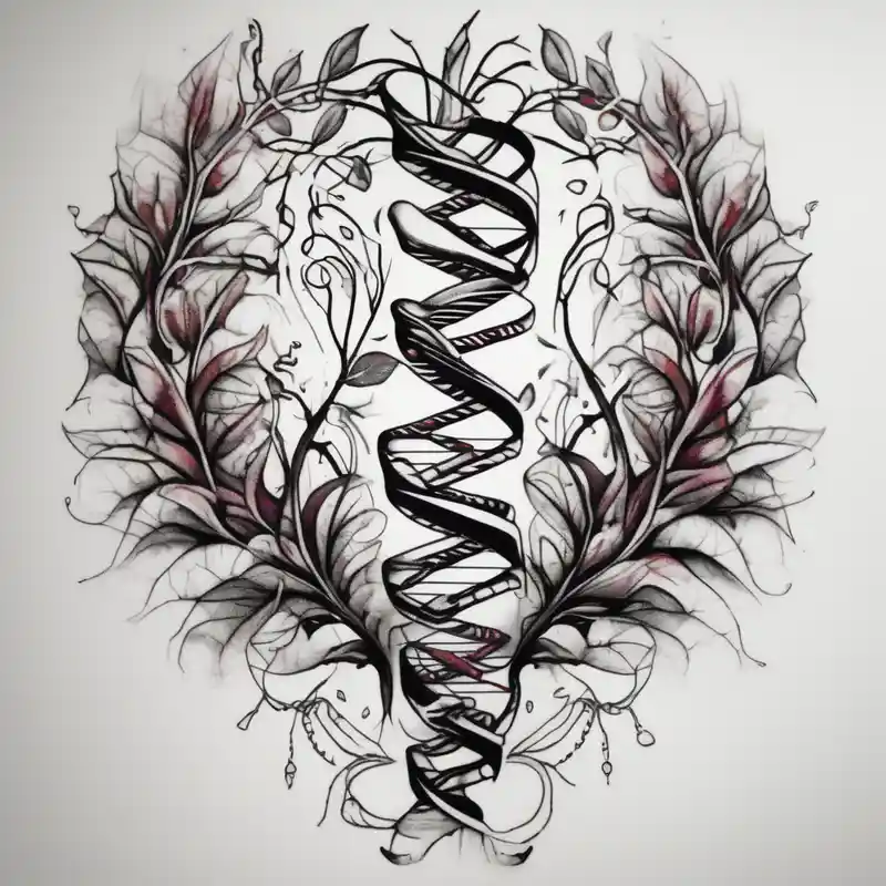 DNA helix made from root. add leaf angel – Blackwork, Couleurs vives