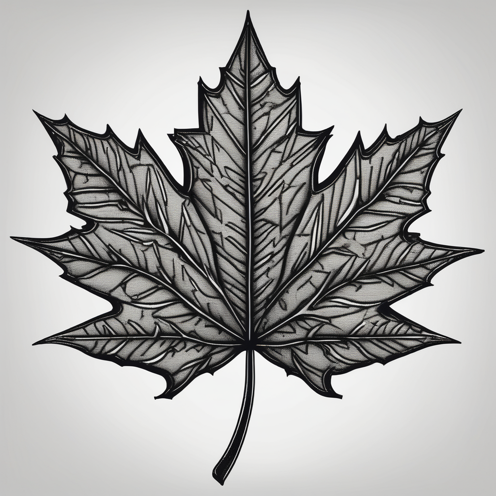 maple leaf maple-leaf, diseño de tatuaje Blackwork generado con IA
