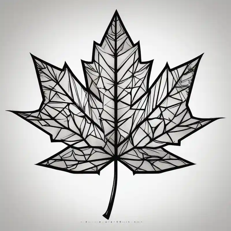 maple leaf – Géométrique, Noir et blanc