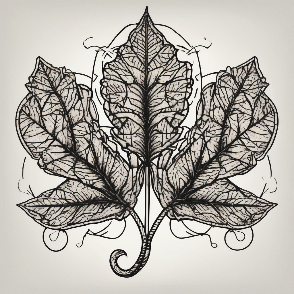 simple leaf and clover with stippled shading maple-leaf, AI-generated Blackwork tattoo design