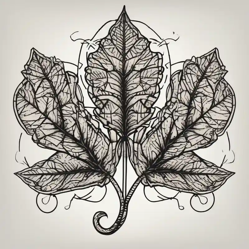 simple leaf and clover with stippled shading