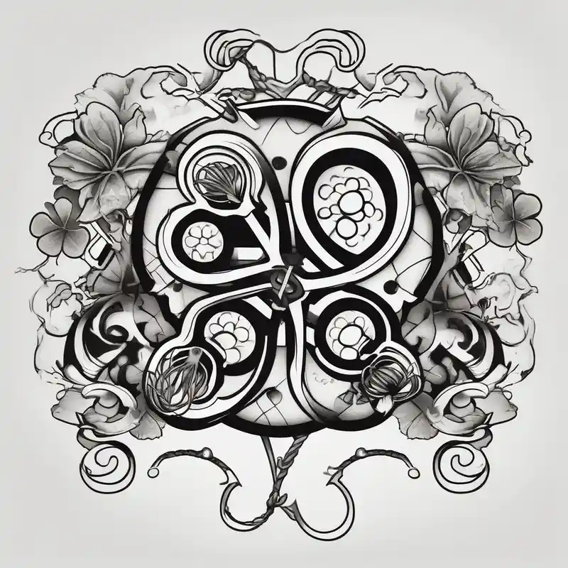 4 leaf clover with horseshoe and dice