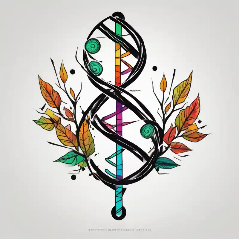 DNA helix made from root. add leaf angel