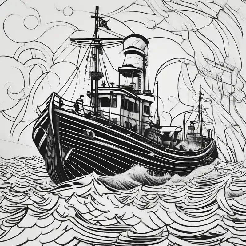 2 world war boat, marine – Blackwork, Blanco y negro