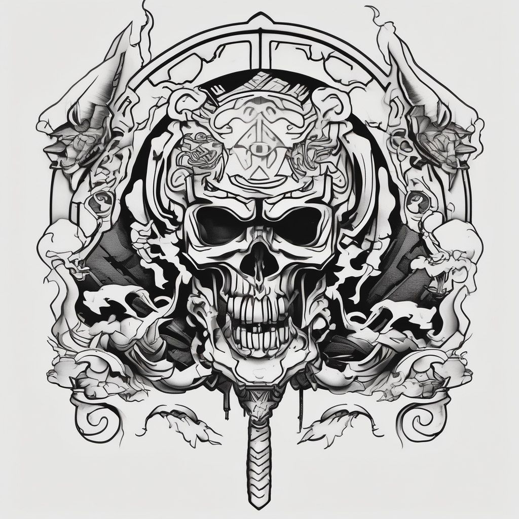 warhammer 40000 space marine marine-corps, design de tatouage Japonais généré par IA