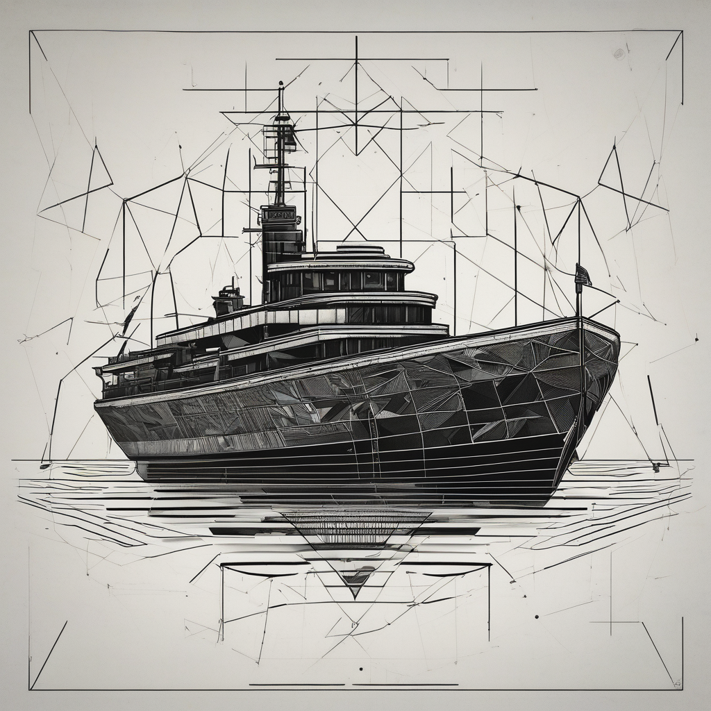 2 world war boat, marine marine-corps, diseño de tatuaje Geométrico generado con IA