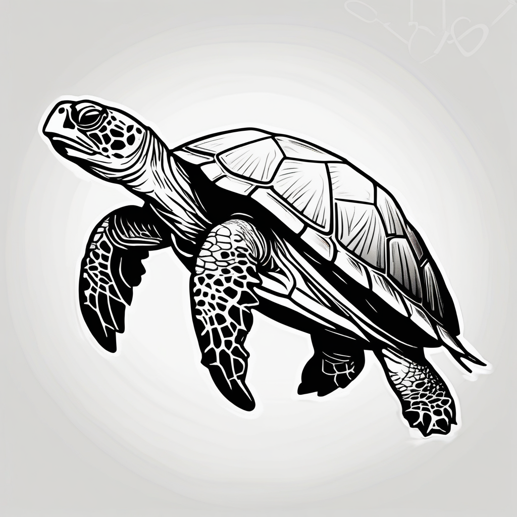 marine turtle marine-corps, design de tatouage Cartoon généré par IA