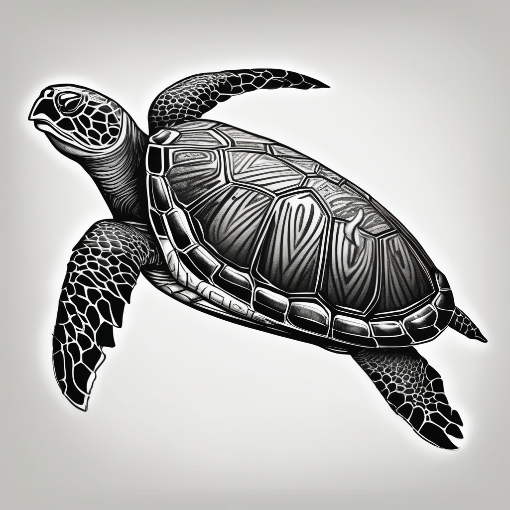 marine turtle marine-corps, design de tatouage Blackwork généré par IA