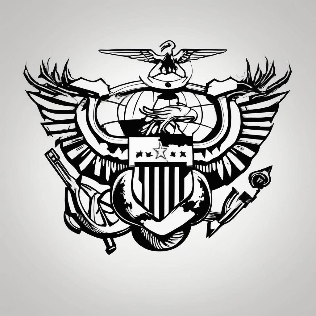 United States Marine Corps Eagle, Globe, and Anchor marine-corps, design de tatouage Minimaliste généré par IA