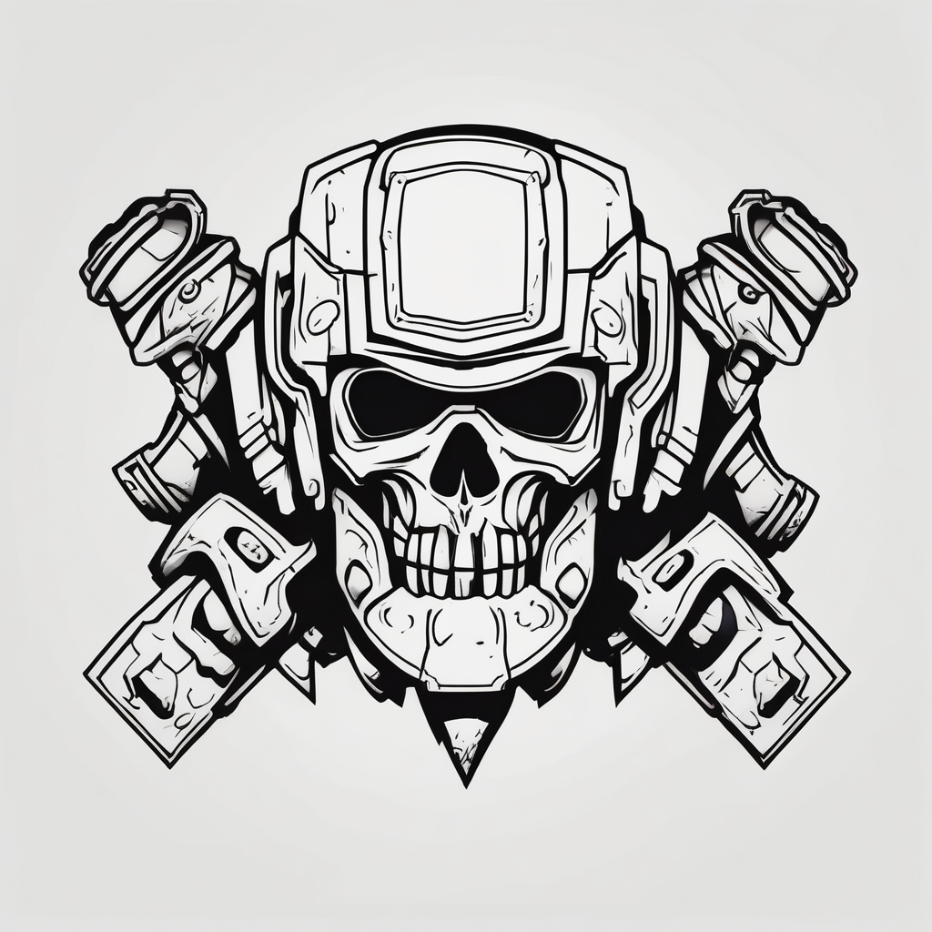 warhammer 40000 space marine marine-corps, design de tatouage Cartoon généré par IA