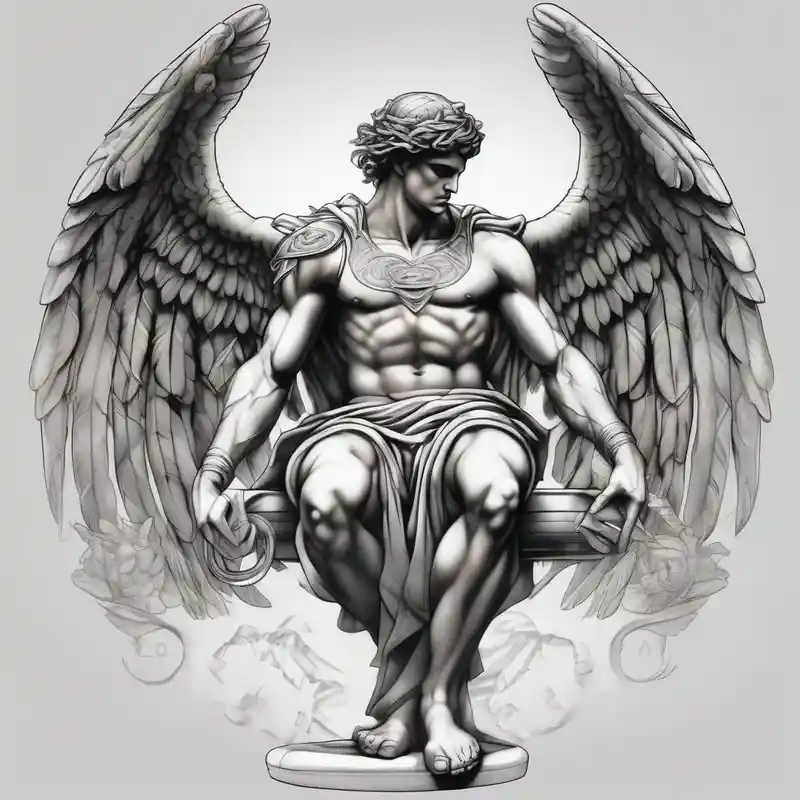 realistic style 2025年のタトゥーラップタトゥーアイデア about God hermes kneeling with wings wrapped around him matching--ideas and God hermes kneeling with wings wrapped around him matching--ideas