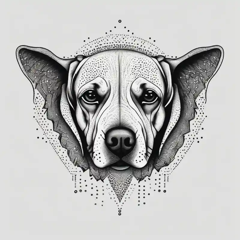beloved dog ears tattoo, out line and heartfelt