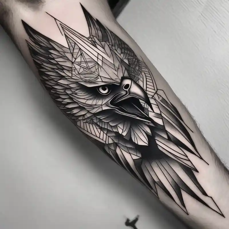 eagle, geometric, subtle, men, forearm tattoo
