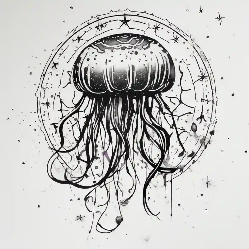 Small jellyfish with Scorpio Star constellation behind it