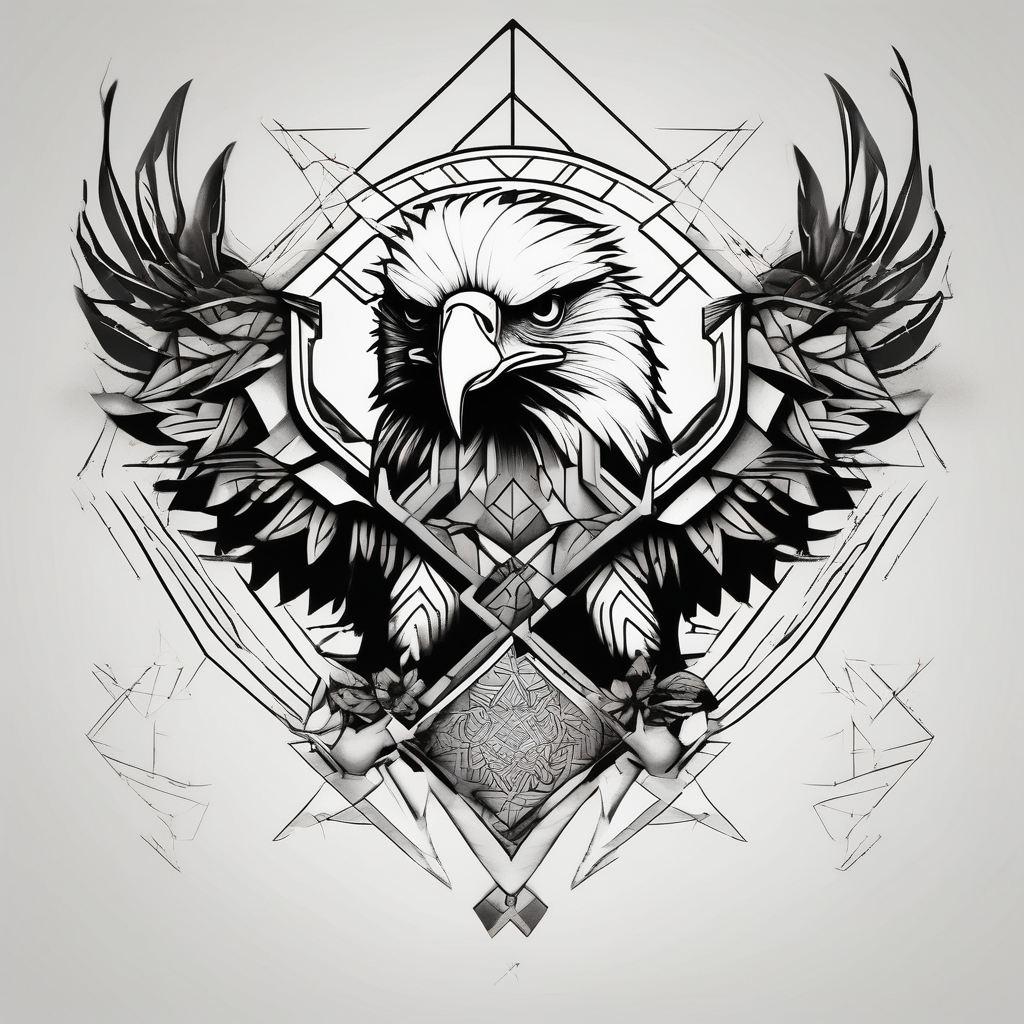 eagle, geometric, subtle, men, forearm mens-behind-the-ear, AI-generated Japanese tattoo design