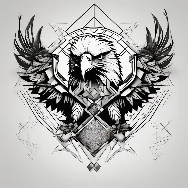 eagle, geometric, subtle, men, forearm – Japonés, Blanco y negro