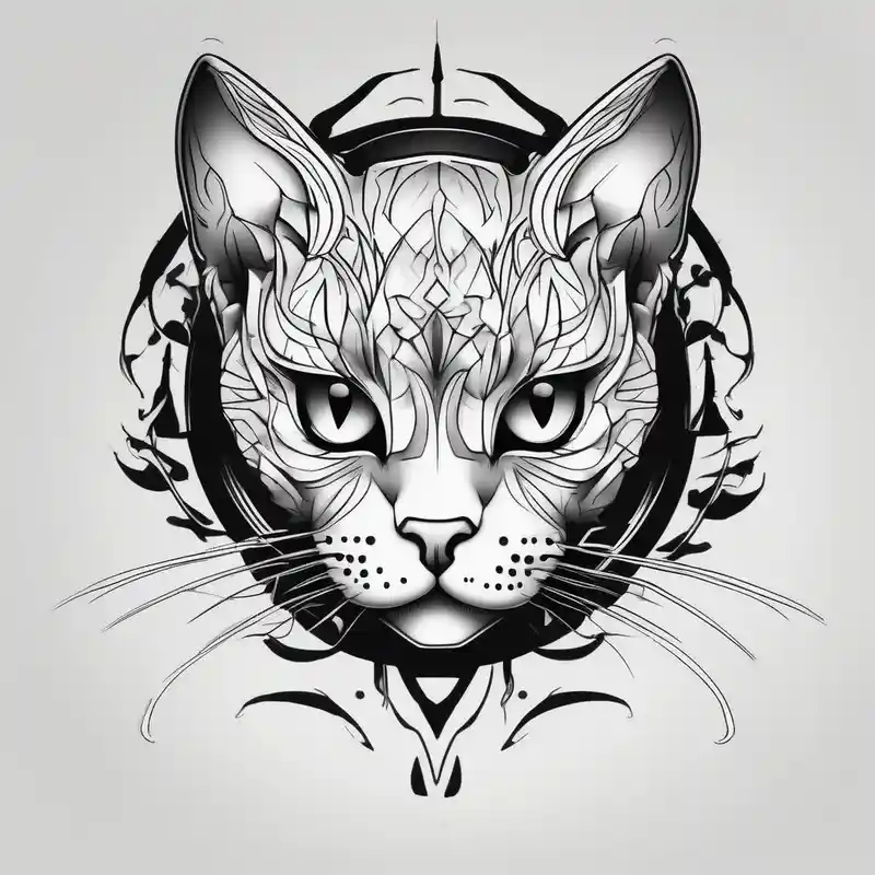 Kitty with white face and black ears – Black and White, Black and white