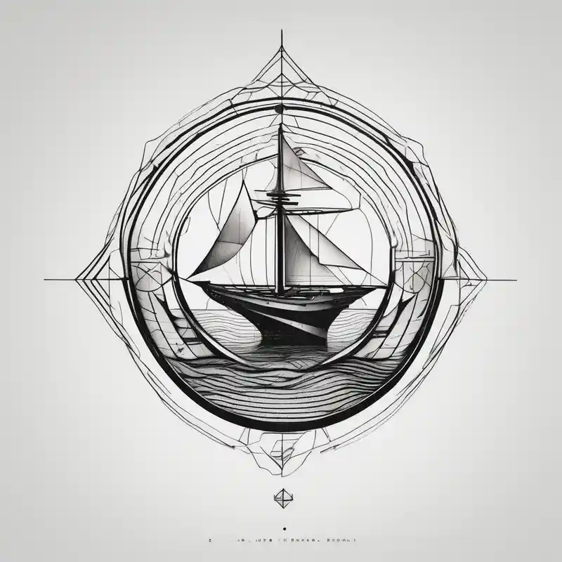 Armand forearm tattoo for men that has a reference to Portugal's history (reference to descovering through waters and – ジオメトリック, カラフル