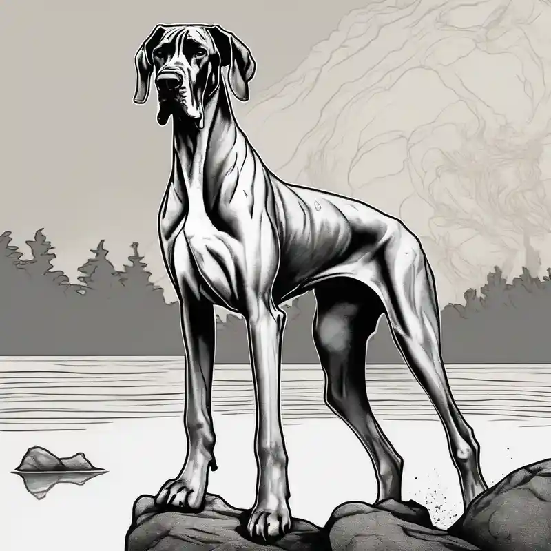 Arm sleeve for man with Great Dane (Full Tuxedo Color and floppy ears) standing proudly chest up on a rock in front of a body