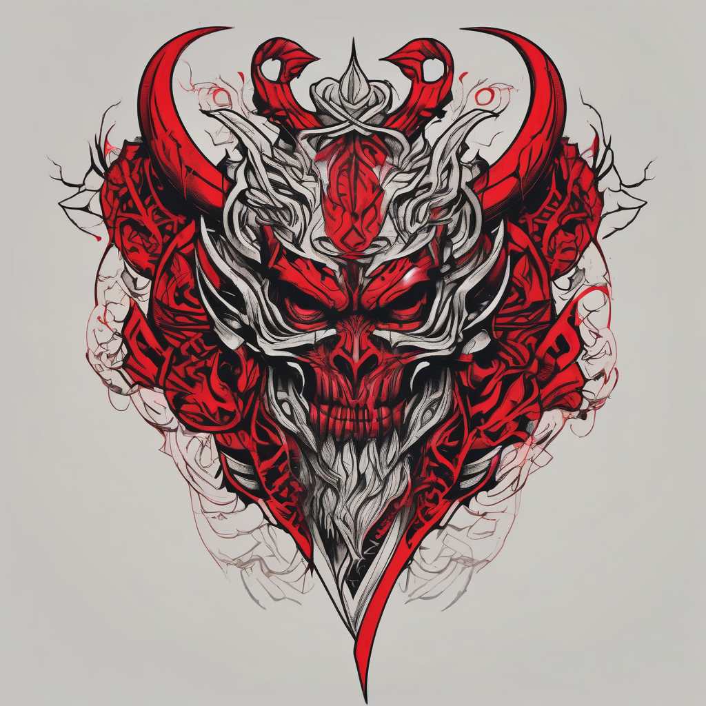 Simple design black and red tattoo for men mens-behind-the-ear(AIが生成したリアリズムスタイルのタトゥーデザイン)