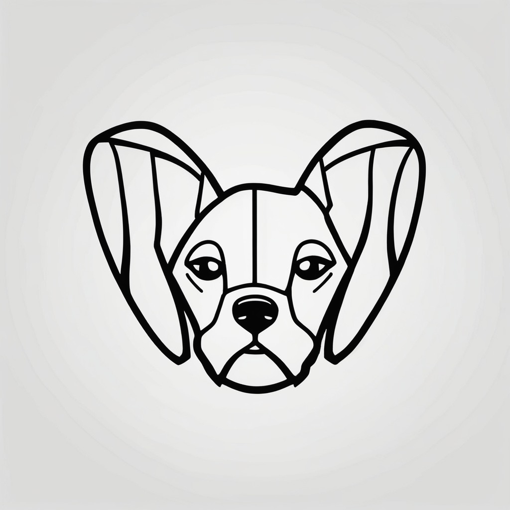 beloved dog ears tattoo, out line and heartfelt mens-behind-the-ear(AIが生成したミニマルスタイルのタトゥーデザイン)