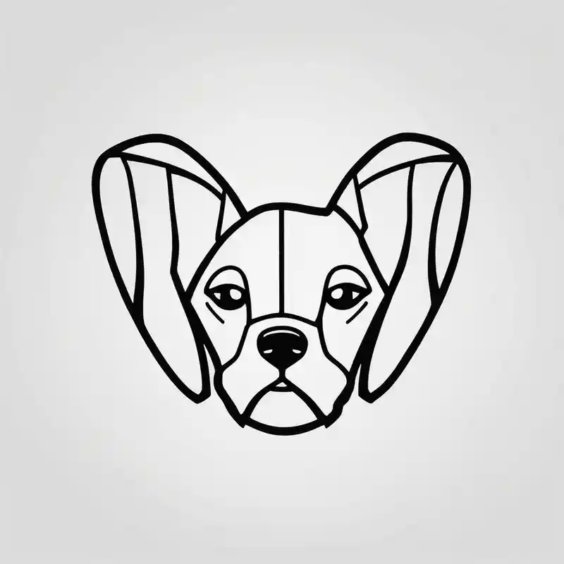 beloved dog ears tattoo, out line and heartfelt – ミニマル, カラフル