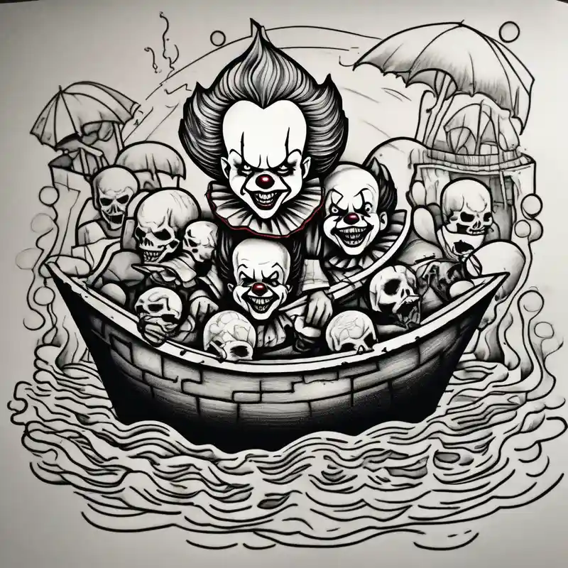 cartoon style Phantom Troupe Spider Tattoo Ideas in 2025 about penny wise clown riding on georgies
paper boat dragging skulls from other dead people behind him through the sewer system with a balloon covered in spiders mens-behind-the-ear and penny wise clown riding on georgies
paper boat dragging skulls from other dead people behind him through the sewer system with a balloon covered in spiders mens-behind-the-ear