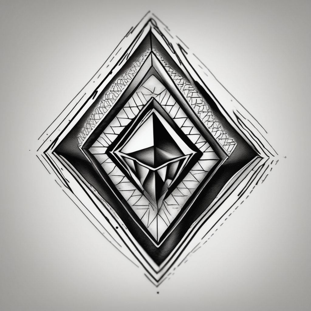 Forearm sleeve with empty diamond in the middle for men. mens-behind-the-ear(AIが生成したブラックワークスタイルのタトゥーデザイン)